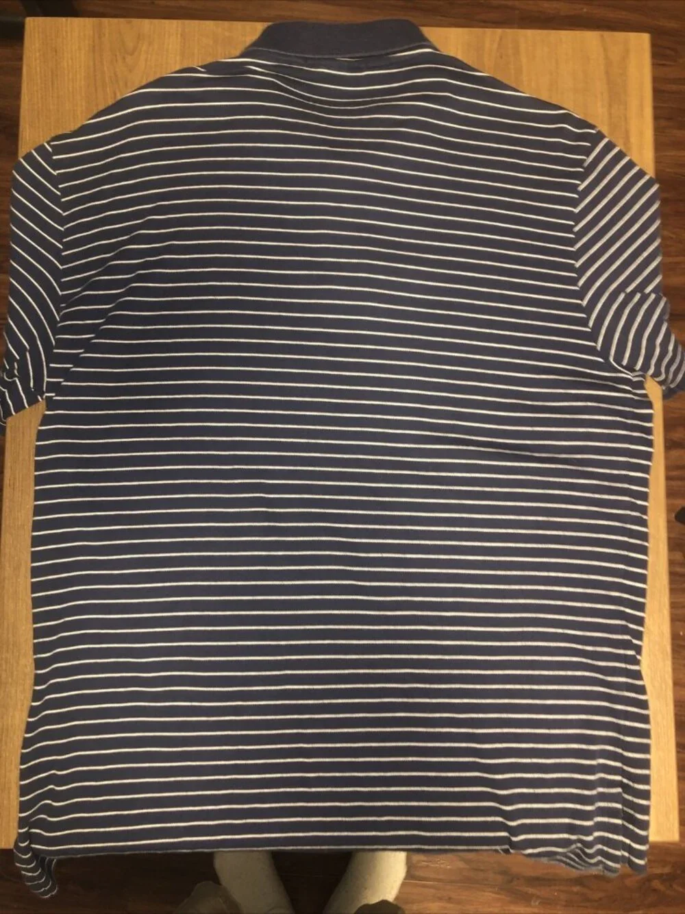 Polo Ralph Lauren Polo Shirt Mens L Blue White Striped Knit Short Sleeve Cotton